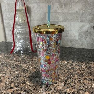 Packed Party Colorful Confetti Tumbler with Gold Lid
